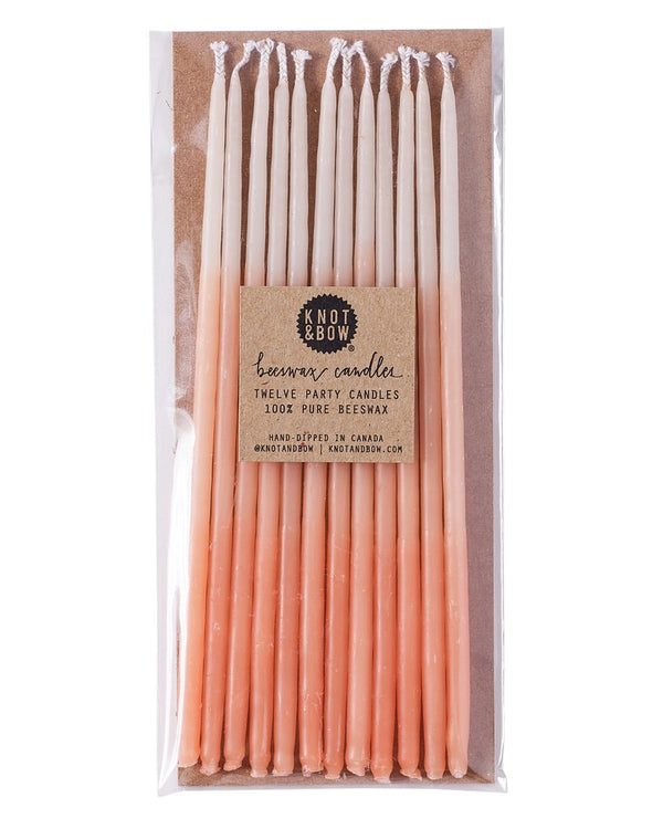 Peach Ombré Tall Beeswax Party Candles