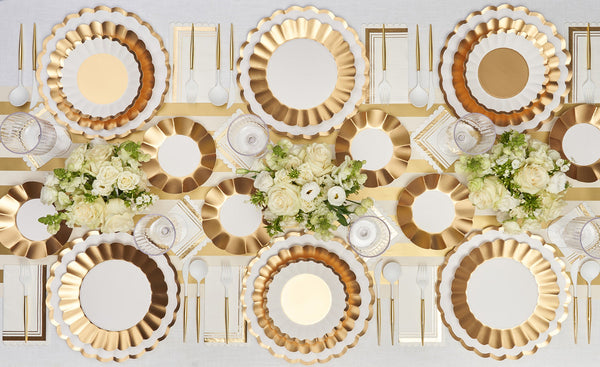 Gold & White Dinner Plate