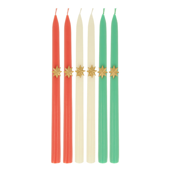 Mixed Gold Star Taper Candles