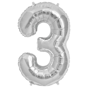 32" Silver Number Balloons 0-9