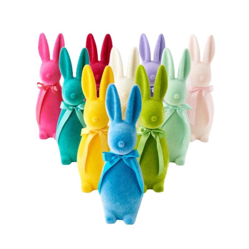 Flocked Pastel Bunny - Green