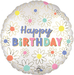 Satin Daisies Happy Birthday Foil Balloon