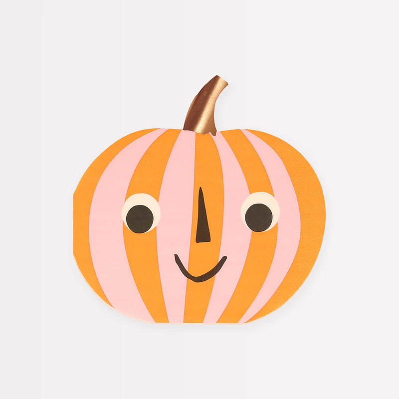 Pink & Orange Stripy Pumpkin Napkin