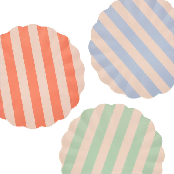 Stripy Reusable Bamboo Large Plates