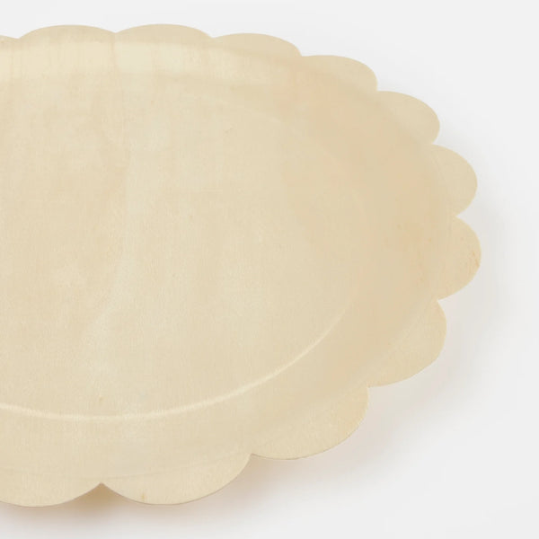 Wooden Scalloped Large Plates