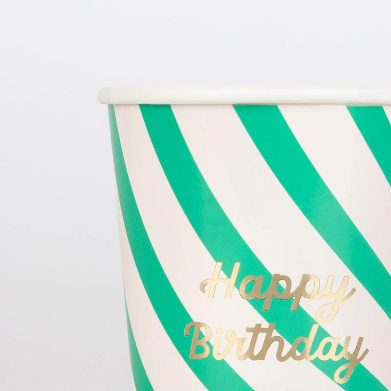 Stripe Happy Birthday Cups