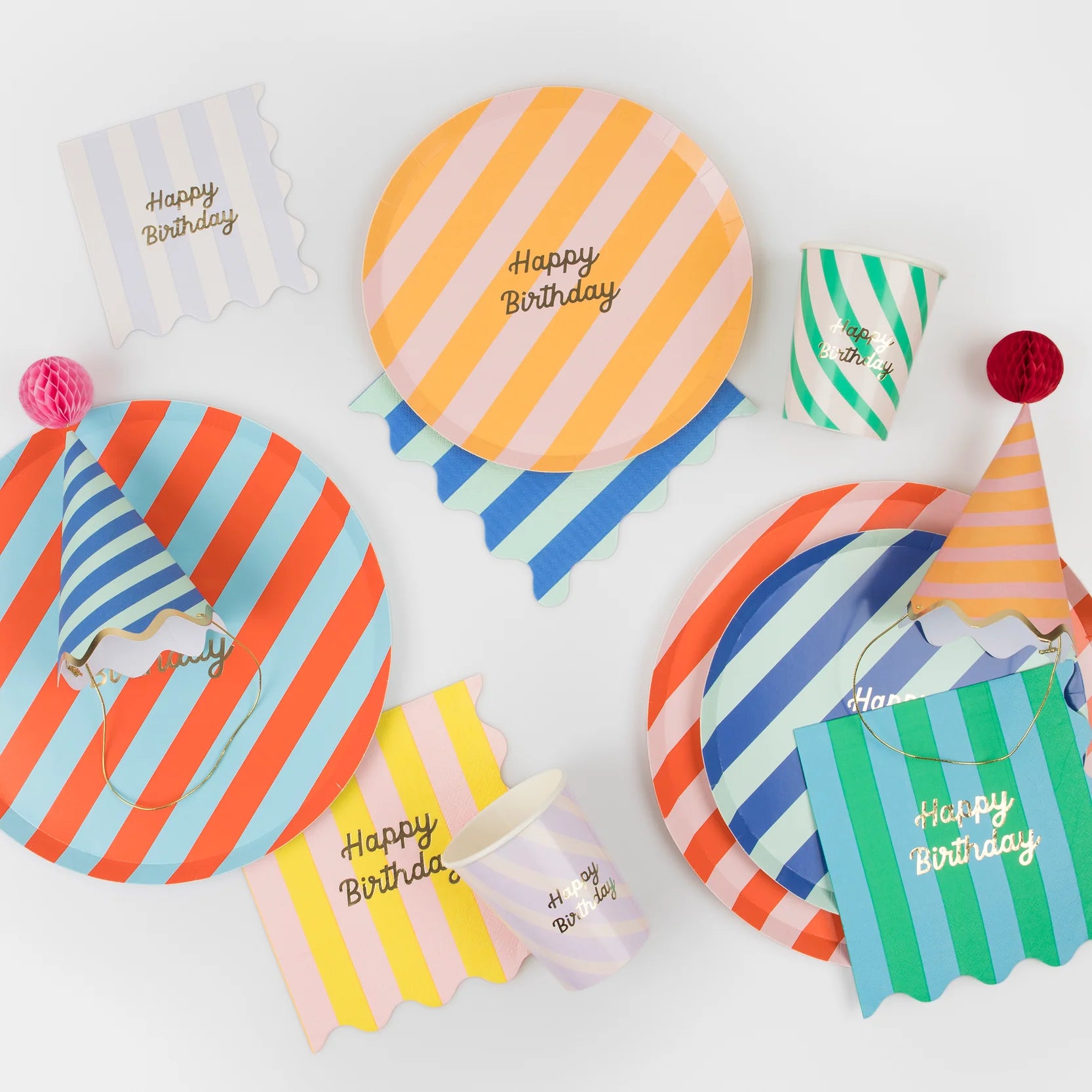 Meri Meri Stripe Happy Birthday Napkins