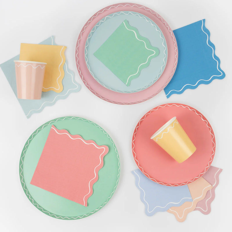 Mixed Wavy Line Dinner Plates