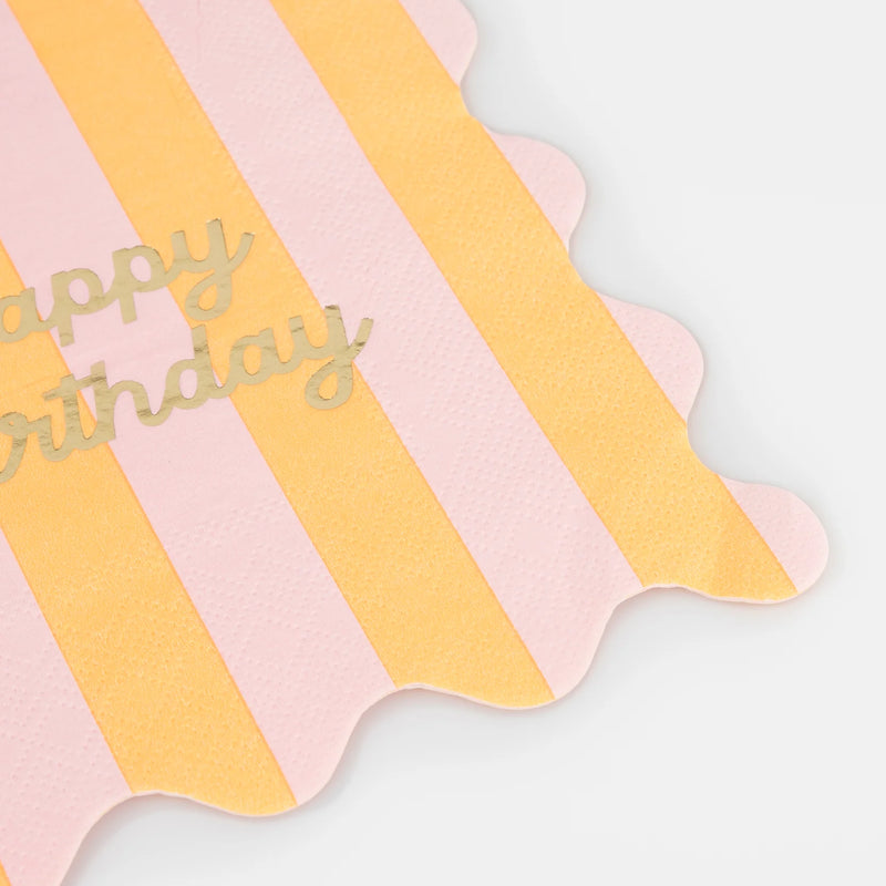 Stripe Happy Birthday Small Napkins