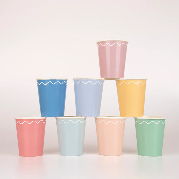 Mixed Wavy Line Cups
