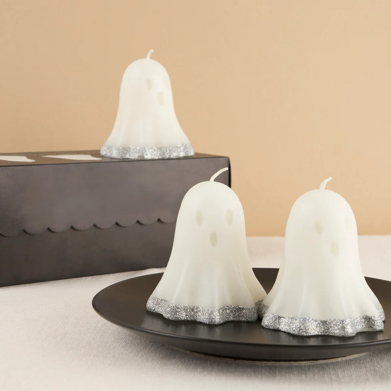 Glitter Dipped Ghost Candles