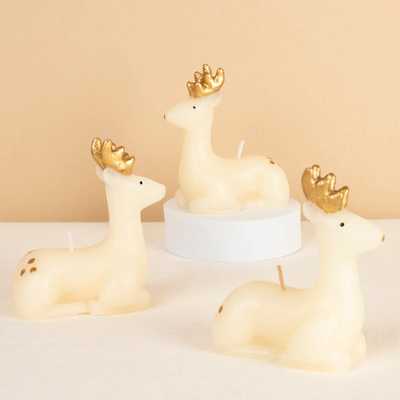 Small Ivory Reindeer Candles