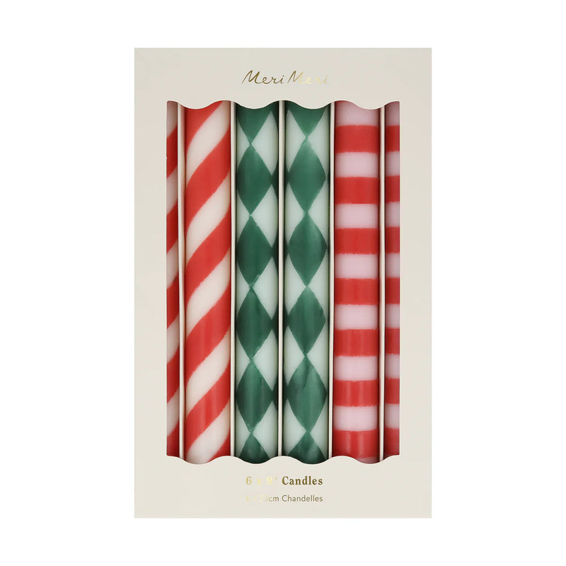 Festive Stripe Table Candles