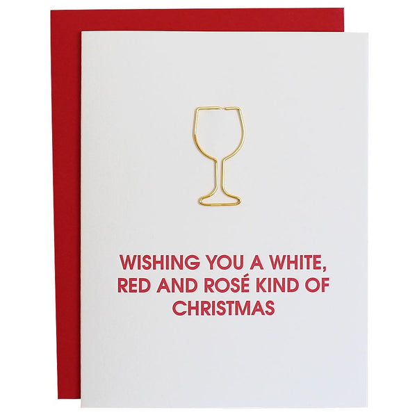 Wishing You a White Wine Paper Clip Letterpress Card
