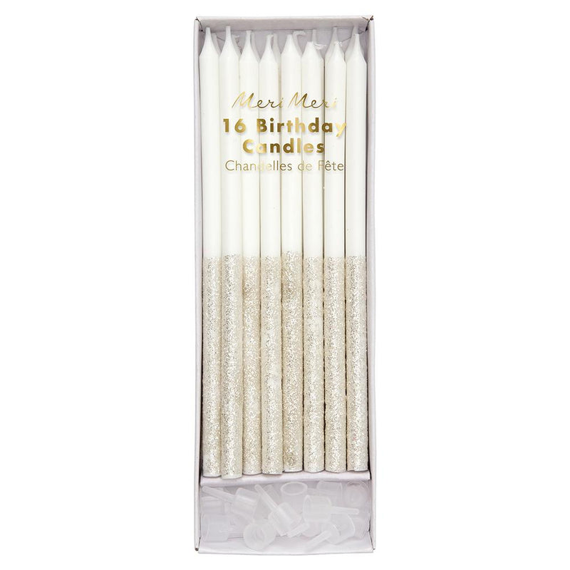 Silver Glitter Dipped Candles