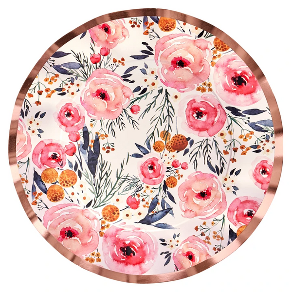 Blush Bouquet Wavy Paper Dinner Plate