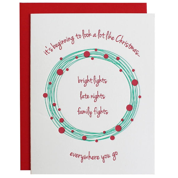 Family Fights, Beginning to Look a Lot Like Christmas Letterpress Card