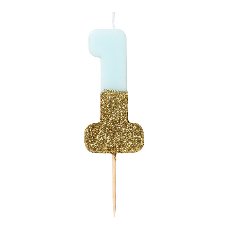 Blue Glitter Number Candles 0-9