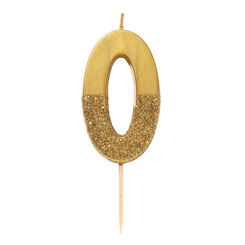 Gold Glitter Number Candles 0-9