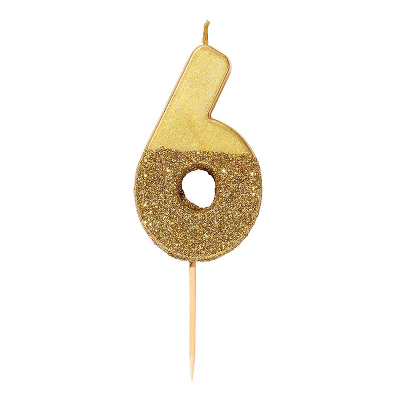Gold Glitter Number Candles 0-9
