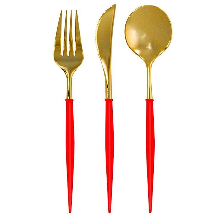 Gold & Red Bella Cutlery Set