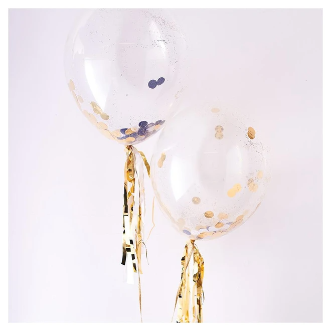 Gold & Silver Confetti Balloon Kit (8)