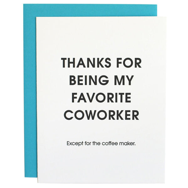 Favorite Coworker Coffee Maker Letterpress Card