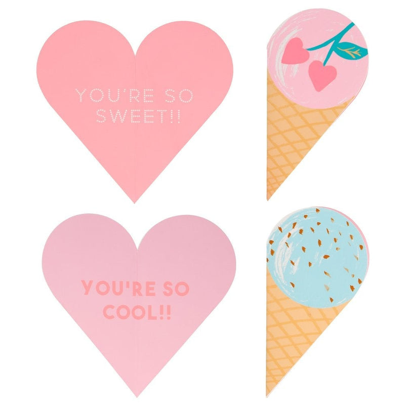 Ice Cream Valentine Cards Set
