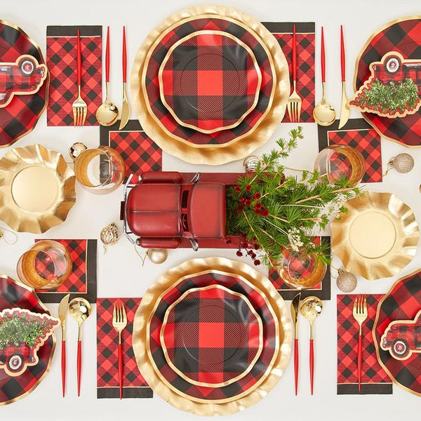HOLIDAY BUFFALO CHECK WAVY PAPER DINNER PLATE