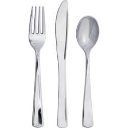 Silver Plastic Cutlery Set