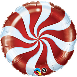 Peppermint Red Candy Swirl Foil Balloon