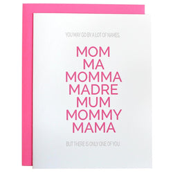 Mother by Many Names Letterpress Card