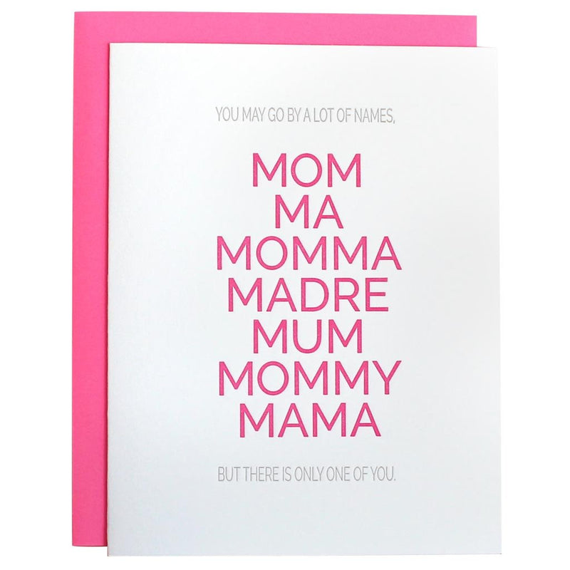 Mother by Many Names Letterpress Card