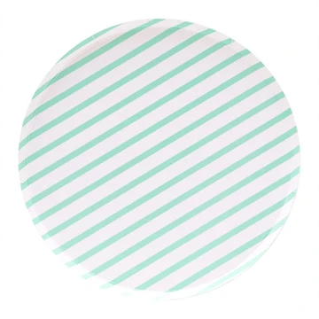 Oh Happy Day Large Plates - Mint Stripes