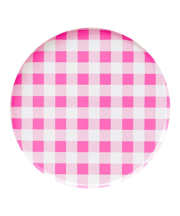 Oh Happy Day Large Plates - Neon Rose Gingham