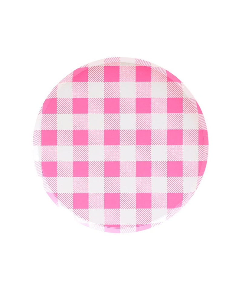 Oh Happy Day Small Plates - Neon Rose Gingham
