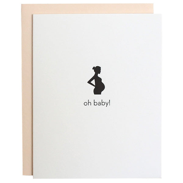 Oh Baby Bump Silhouette Letterpress Card