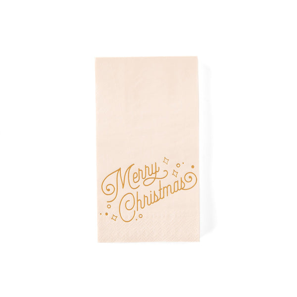 Gold Foil Blush Merry Christmas Guest Towel Napkin
