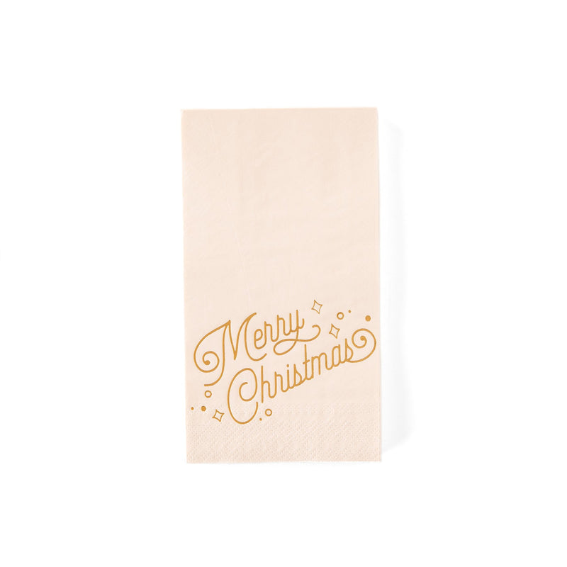 Gold Foil Blush Merry Christmas Guest Towel Napkin