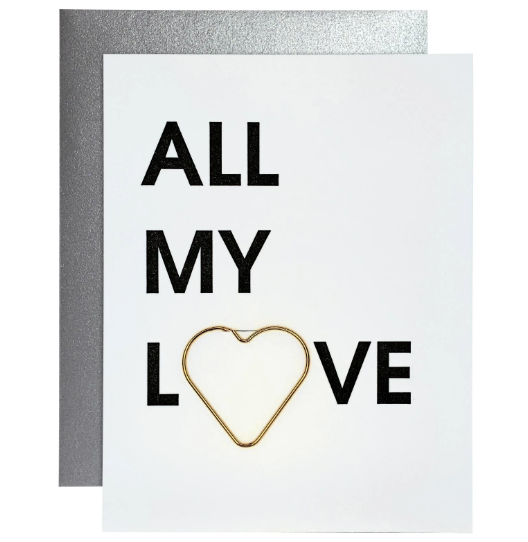 All My Love Paper Clip Letterpress Card