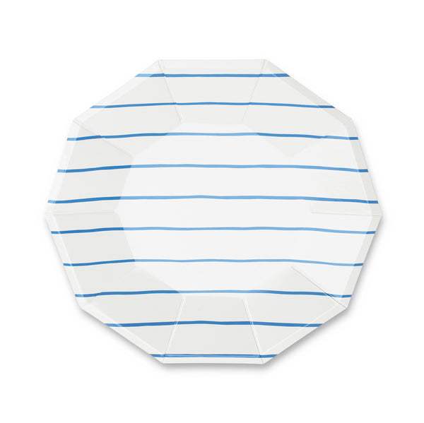 Cobalt Frenchie Striped Large Plates