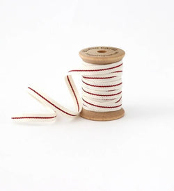 Metallic Line ribbon Wood Spool - Natural/Red Line