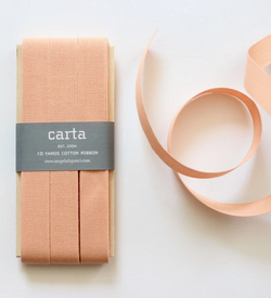 Tight weave cotton ribbon - 1/4 width / Peach